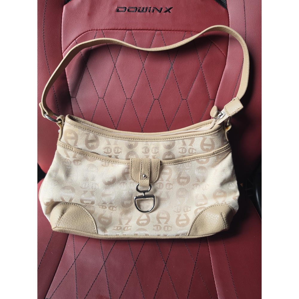 Aigner Beige Polyester and Cotton Shoulder bag Man-made Trim Size 8 X 12 NWOT